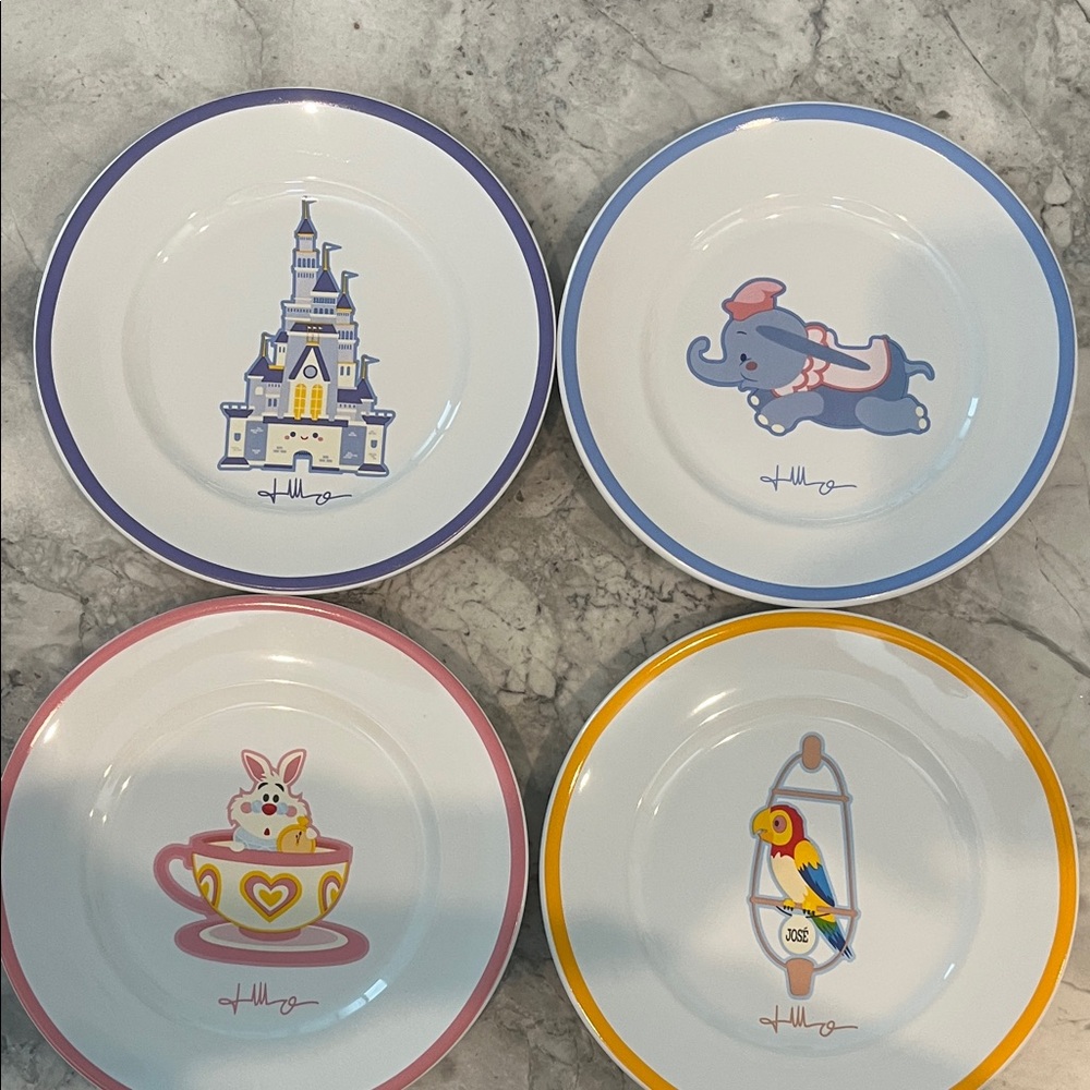 Set of 4 Disney Character Plates, Designed by Jerrod Maruyama